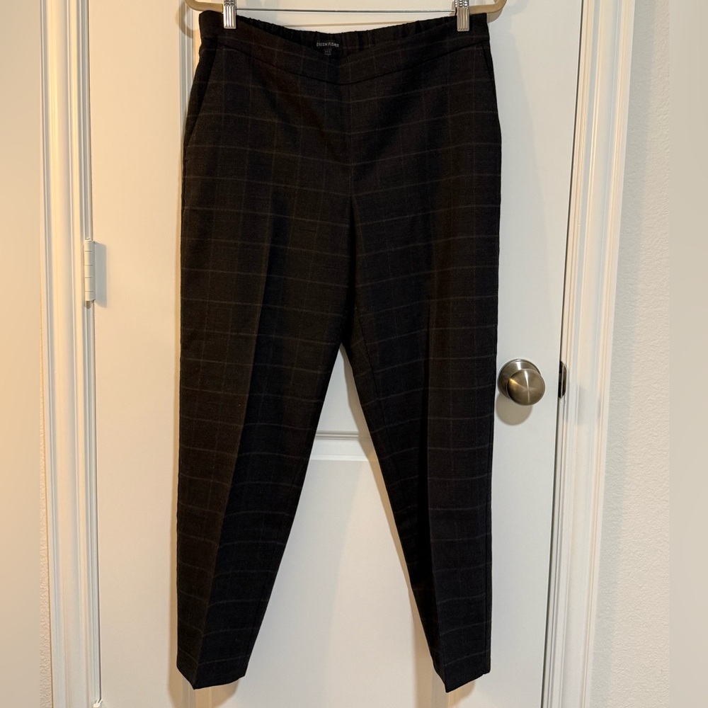 Eileen Fisher Gray Plaid Pullon Trousers